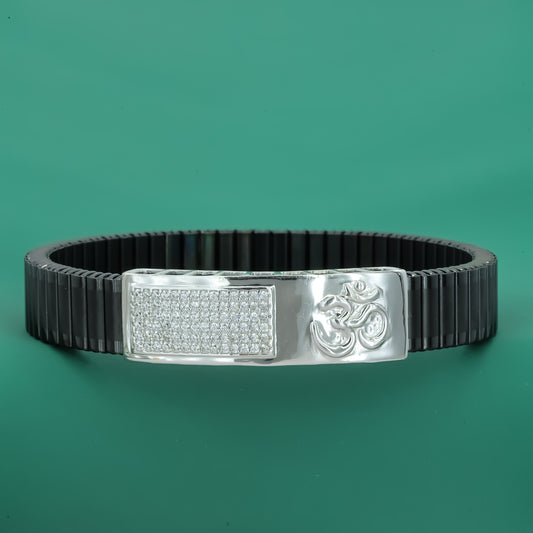 DivineGrid 925 Silver Om Bracelet for Men