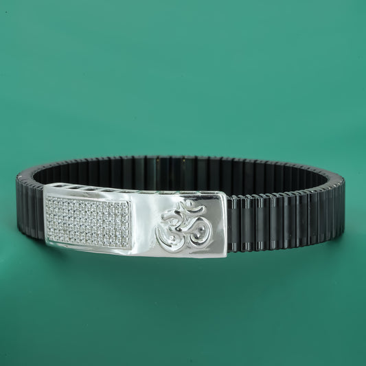 DivineGrid 925 Silver Om Bracelet for Men