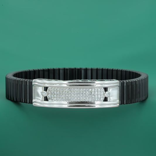 Xcellor EdgeFlex 925 Silver Diamond-Accent Men's Bracelet