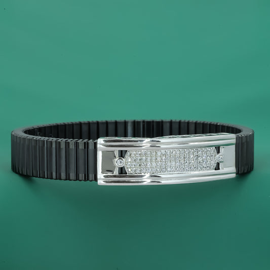 Xcellor EdgeFlex 925 Silver Diamond-Accent Men's Bracelet