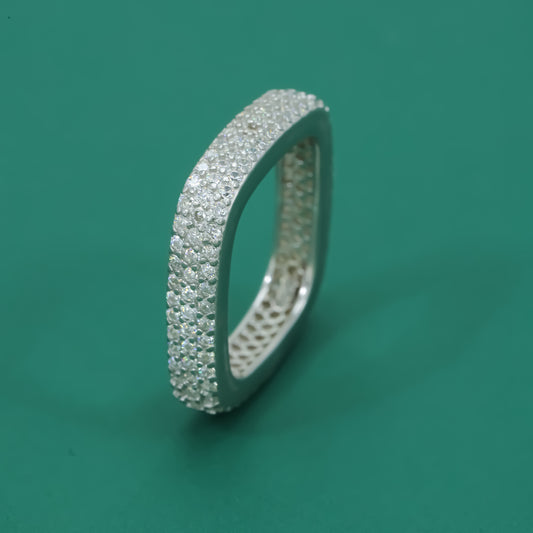 Bold Pavé 925 Silver Ring