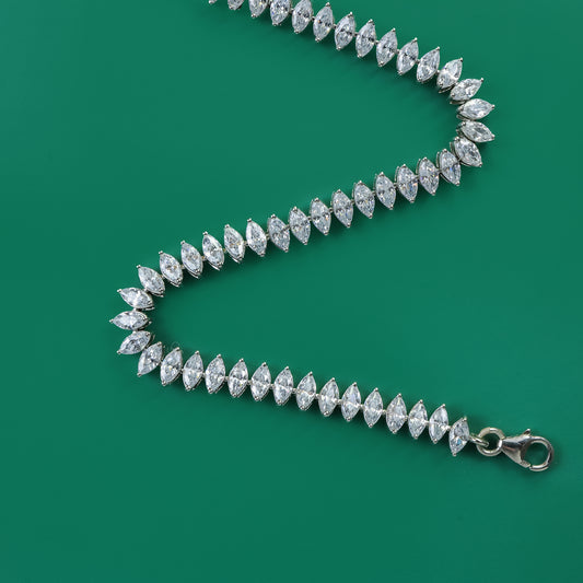 Marquise Gleam Bracelet – Sterling Silver Line with Elongated Zirconia