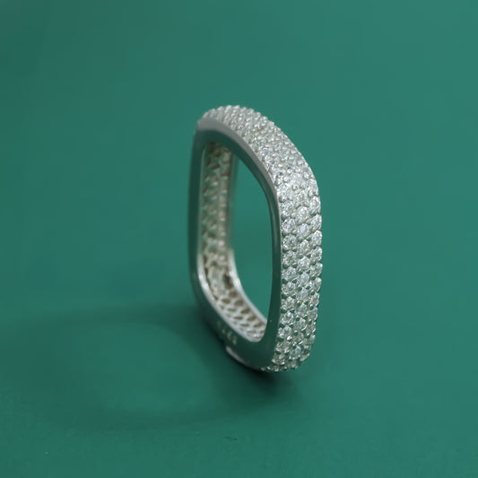 Bold Pavé 925 Silver Ring
