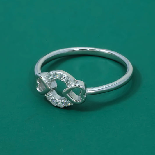 Eternelle 925 Silver Twin Heart Halo Ring