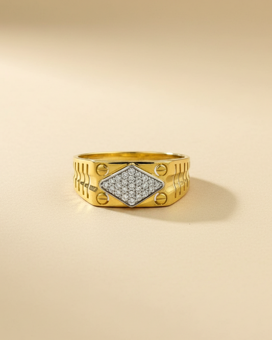 Geometric Pave Gold Vermeil Men’s Ring