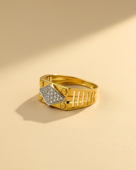 Geometric Pave Gold Vermeil Men’s Ring