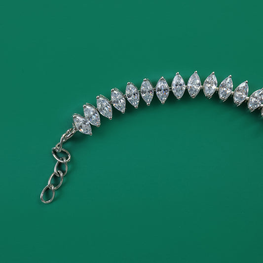 Marquise Gleam Bracelet – Sterling Silver Line with Elongated Zirconia