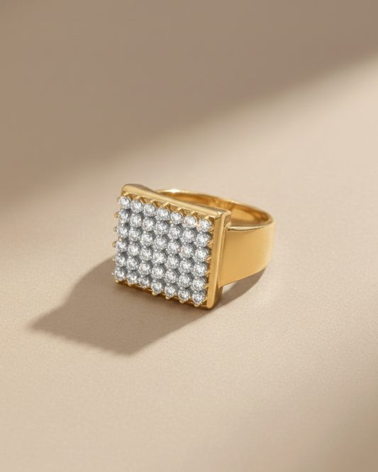 Premium Gold Vermeil Square Bling Ring