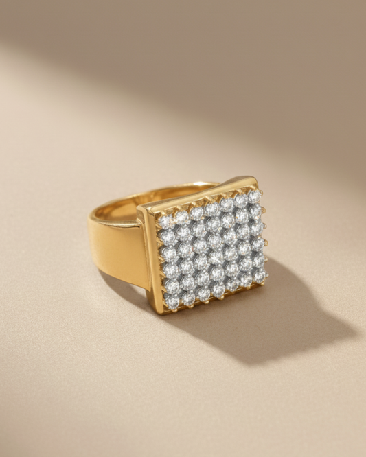 Premium Gold Vermeil Square Bling Ring