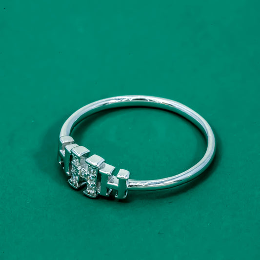 Luxe H-Link 925 Silver Diamond Ring