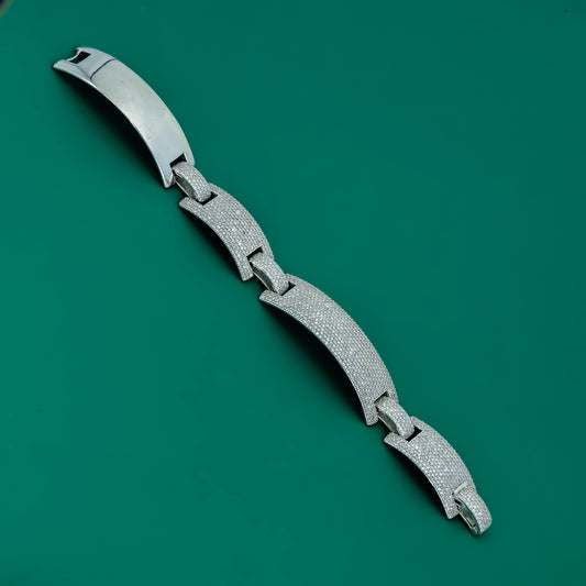 Titan Curve Men's Statement Bracelet – 925 Silver with Pave Zircon Links - Zentara Jewels