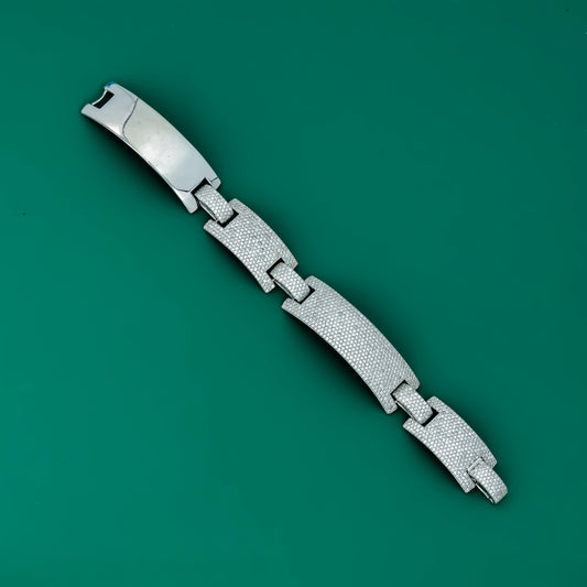 Titan Curve Men's Statement Bracelet – 925 Silver with Pave Zircon Links - Zentara Jewels