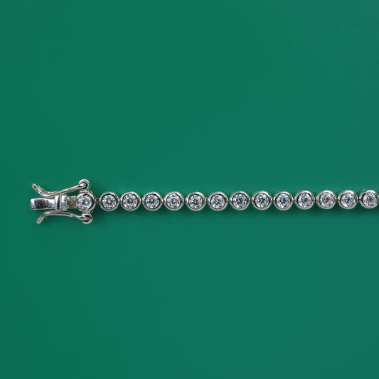 Celeste Bezel Tennis Bracelet – Sterling Silver with Round-Cut Zirconia