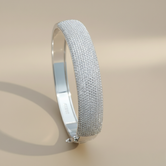 Regal Frost Kada – Full Zircon Silver Power Band