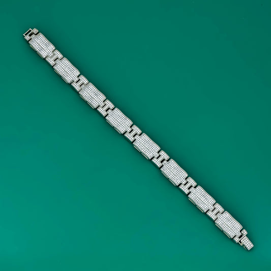 Glacier Grid CZ Link 925 Silver Bracelet