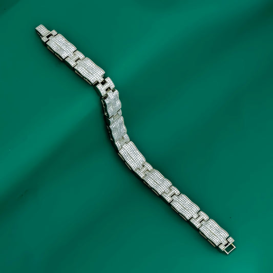 Glacier Grid CZ Link 925 Silver Bracelet