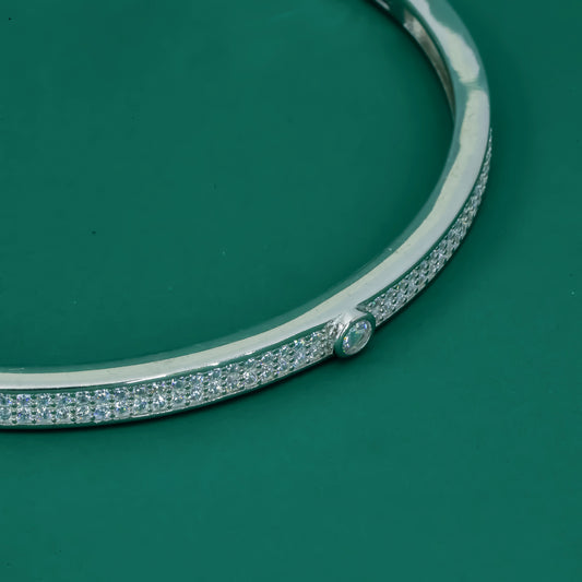 Luna Shine 925 Silver Minimal Cuff Bracelet - Zentara Jewels