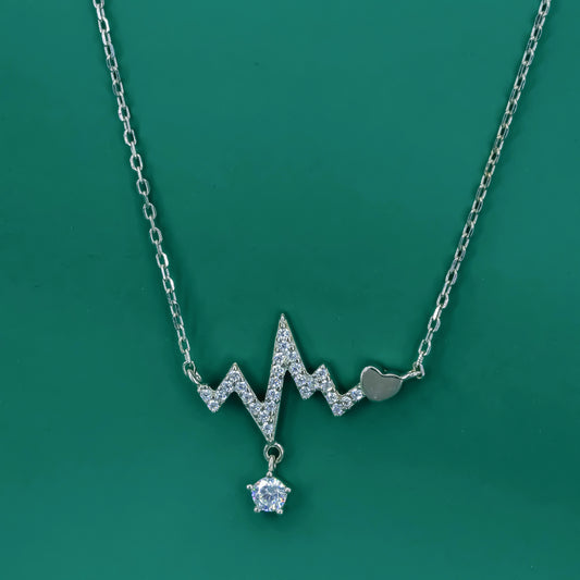 Heartbeat Spark 925 Silver Pendant Necklace - Zentara Jewels
