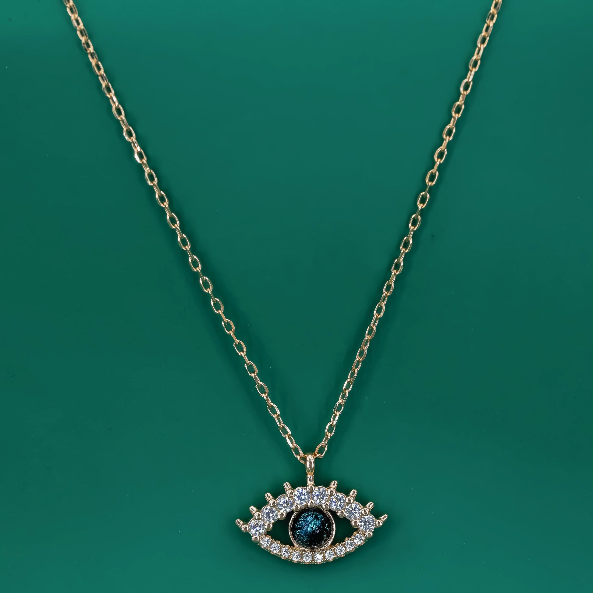 Celestial Gaze Evil Eye 925 Silver Rose Gold Plated Pendant Necklace - Zentara Jewels
