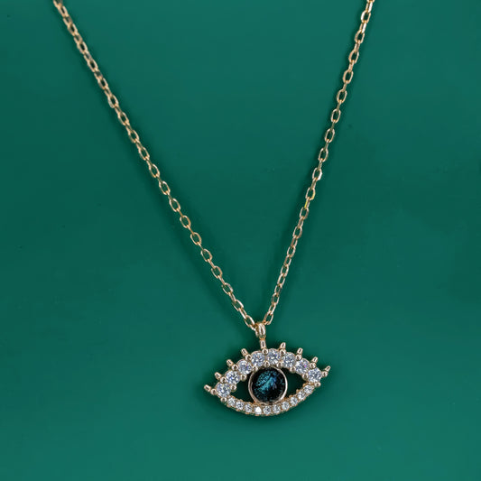 Celestial Gaze Evil Eye 925 Silver Rose Gold Plated Pendant Necklace - Zentara Jewels