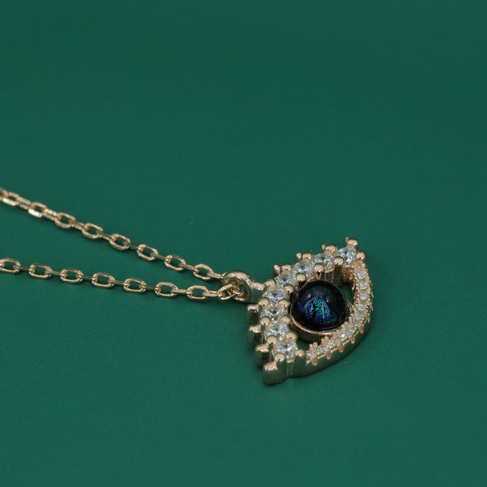 Celestial Gaze Evil Eye 925 Silver Rose Gold Plated Pendant Necklace - Zentara Jewels