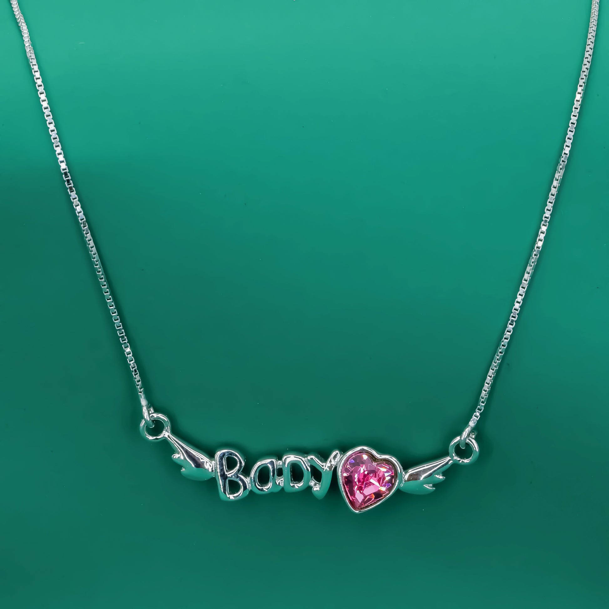 BADY Pendant Necklace β 925 Sterling Silver with Pink Heart Charm - Zentara Jewels