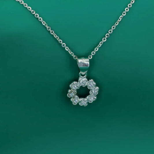 Floral Halo Pendant Necklace – 925 Sterling Silver with Zircon Accents - Zentara Jewels