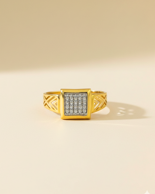 Luxury Gold Vermeil Men's Square Ring