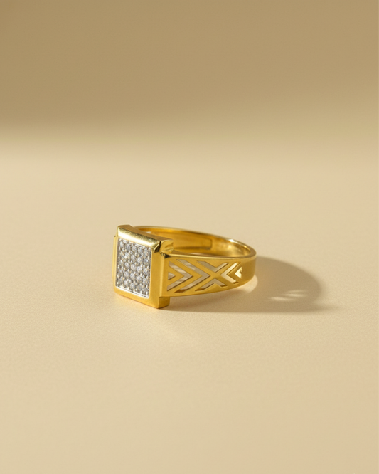 Luxury Gold Vermeil Men's Square Ring