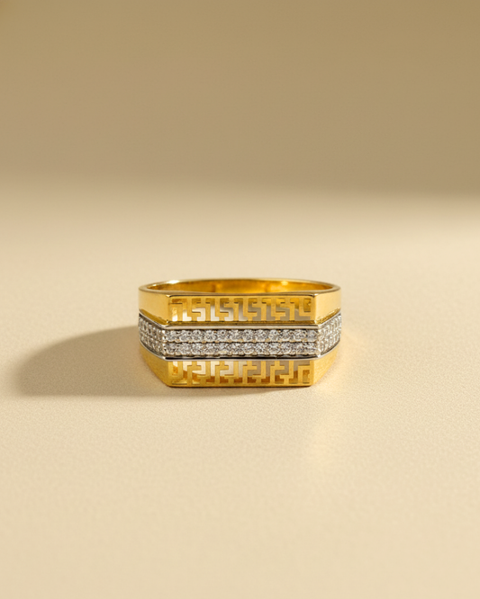 Greek Key Gold Vermeil Men's Ring