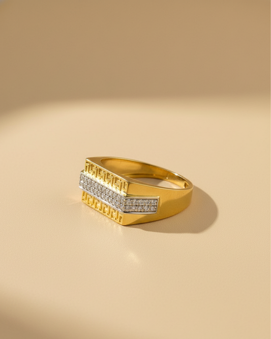 Greek Key Gold Vermeil Men's Ring