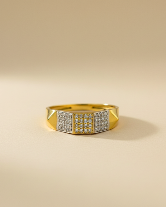 Gold Vermeil Triple Box Men's Ring