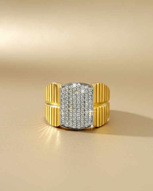 Gold Vermeil Ribbed Shield Ring