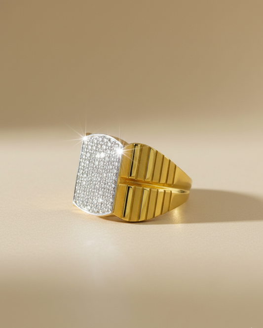 Gold Vermeil Ribbed Shield Ring