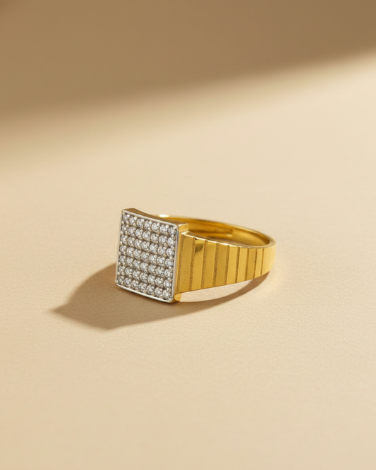 Eterna Shine Gold Vermeil Statement Pavé Ring for Men