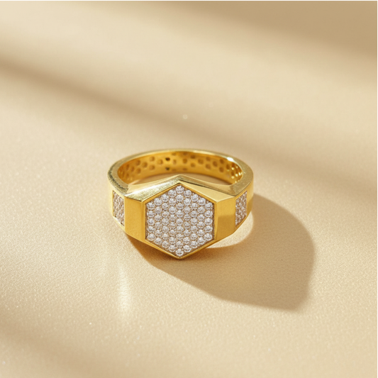 Hexa Crest Gold Vermeil Ring