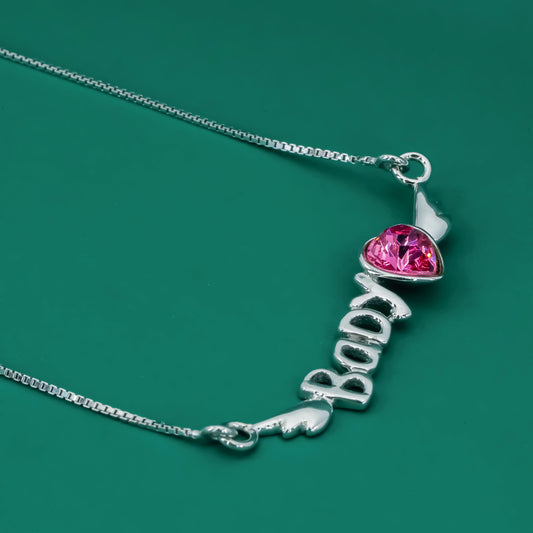 BADY Pendant Necklace – 925 Sterling Silver with Pink Heart Charm - Zentara Jewels