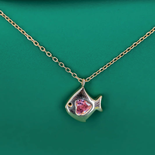 Blush Fish Charm Necklace – Rose Gold Plated 925 Silver - Zentara Jewels
