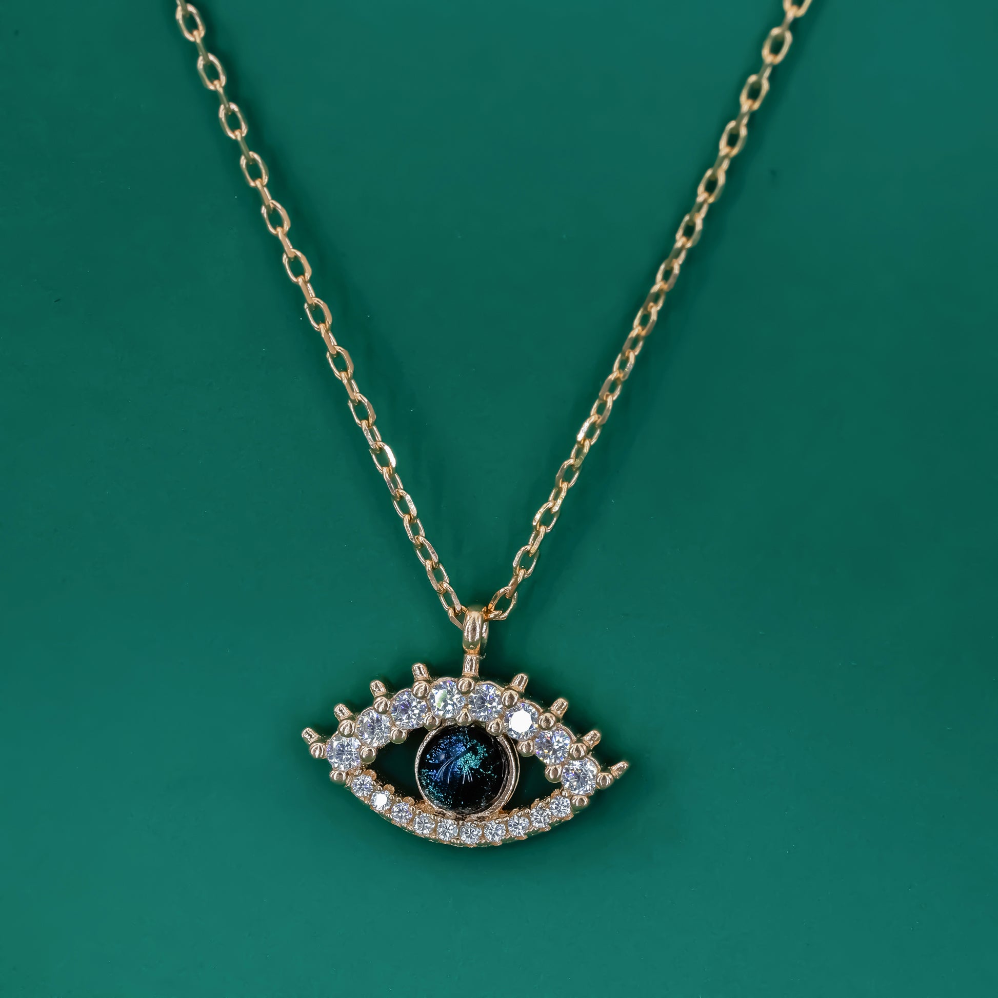 Celestial Gaze Evil Eye 925 Silver Rose Gold Plated Pendant Necklace - Zentara Jewels