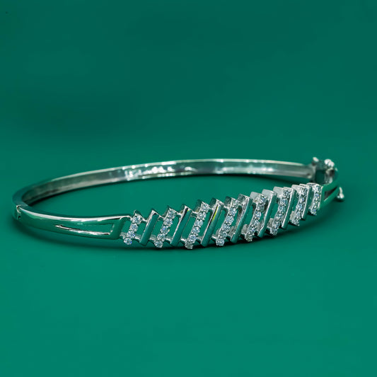 Chevron Spark 925 Silver Zircon Kada for Women - Zentara Jewels