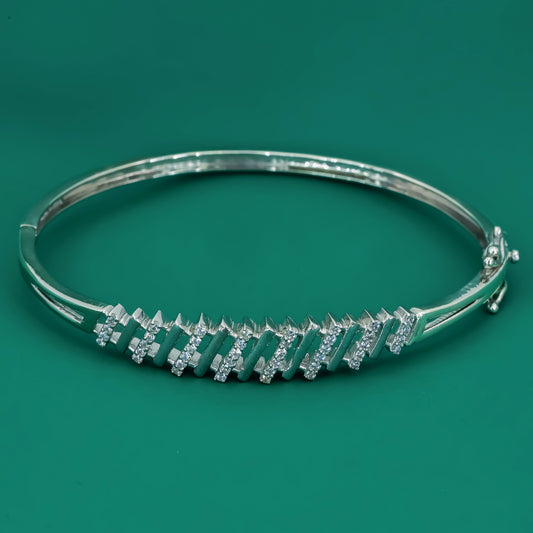 Chevron Spark 925 Silver Zircon Kada for Women - Zentara Jewels