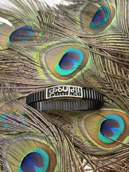 Krushnam Sanskrit Charm 925 Silver Bracelet