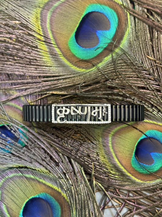 Krushnam Sanskrit Charm 925 Silver Bracelet