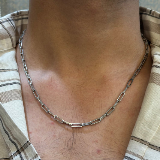 Men's Stapler Pin Link 925 Sterling Silver Chain