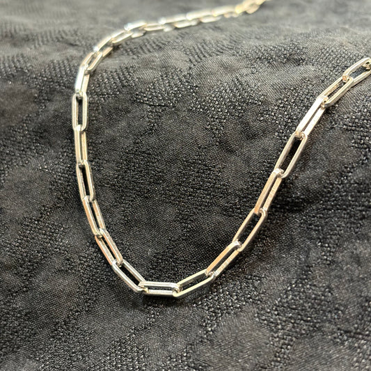 Men's Stapler Pin Link 925 Sterling Silver Chain