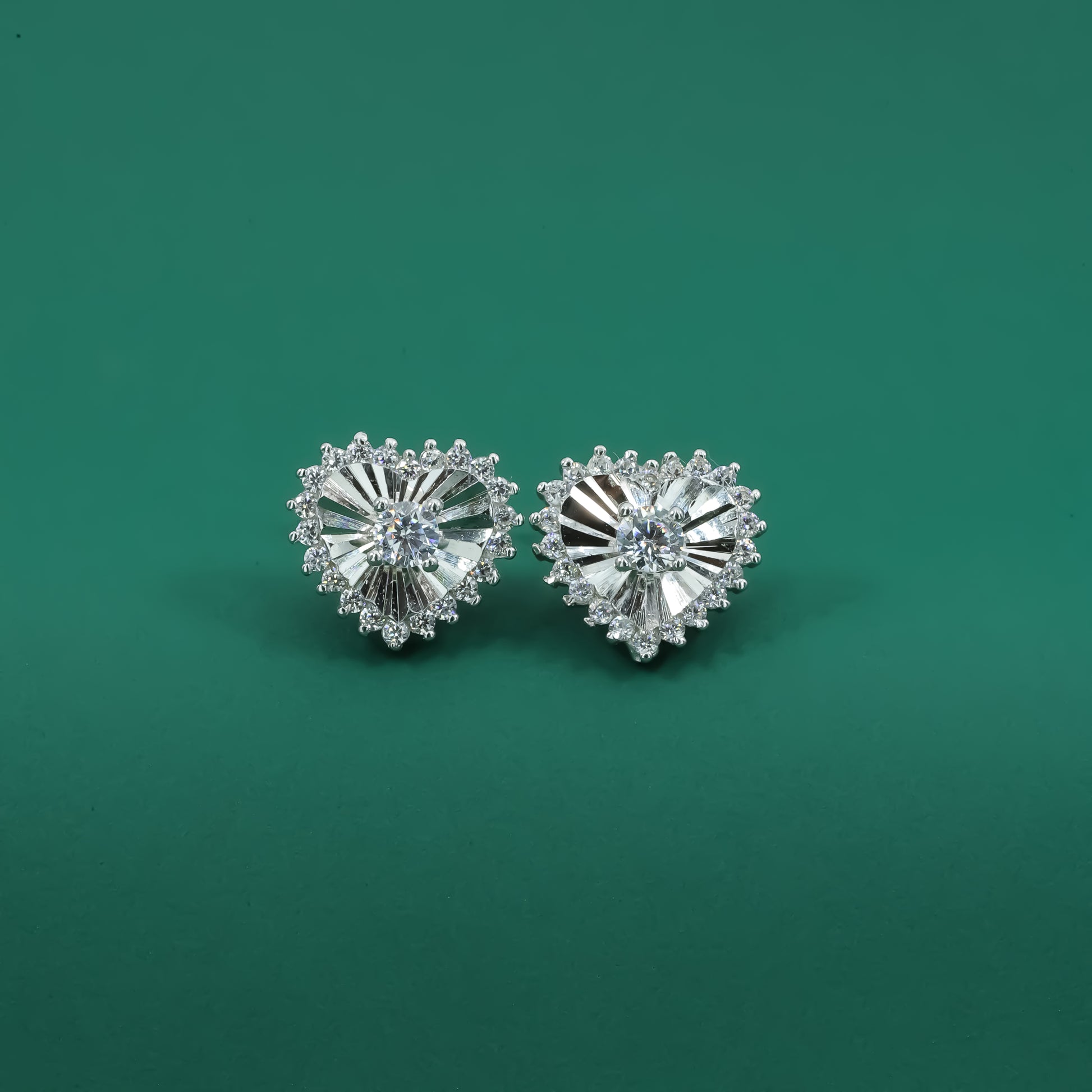 Radiant Heart Cut Zircon Stud Earrings – Sterling Silver Sparkle Design - Zentara Jewels