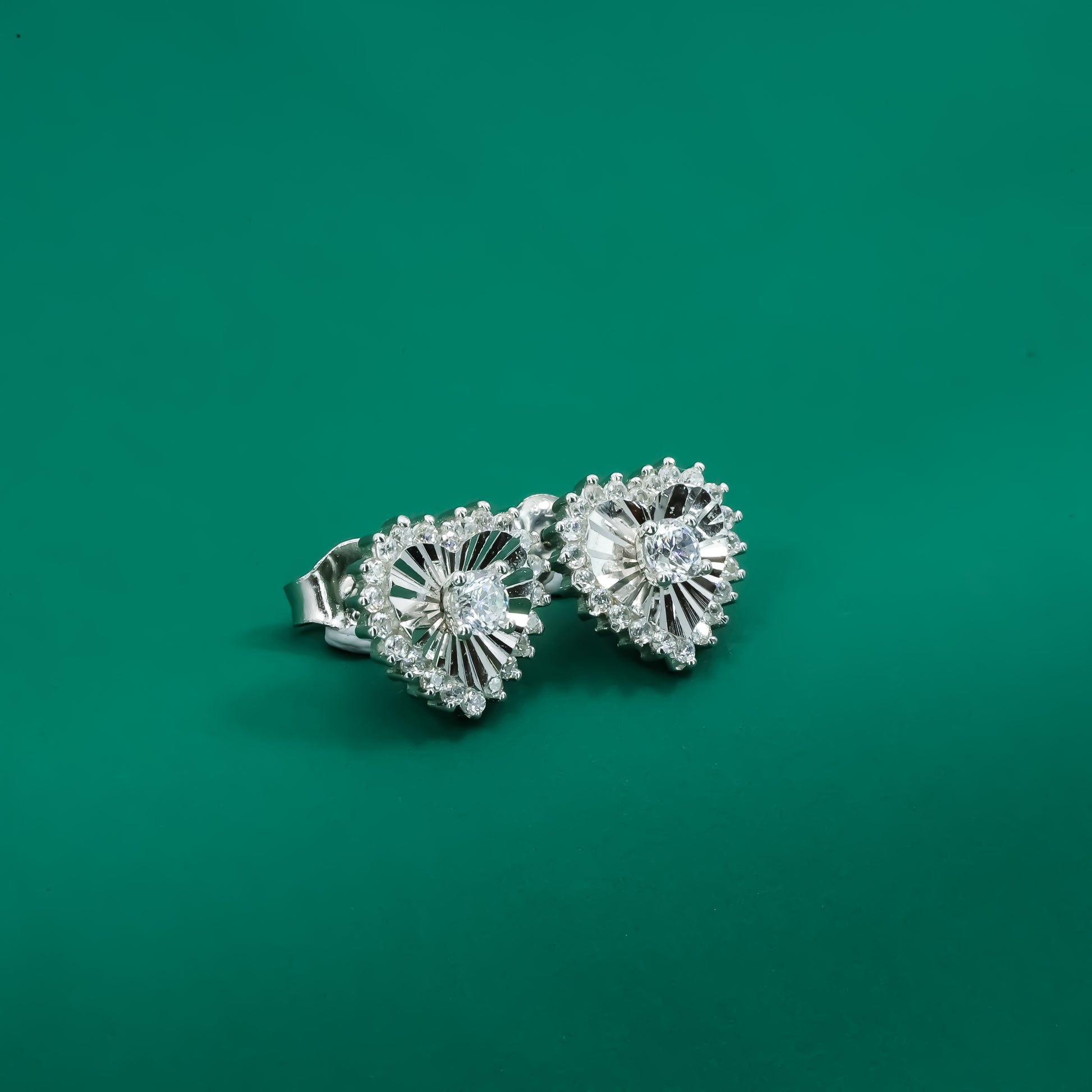 Radiant Heart Cut Zircon Stud Earrings – Sterling Silver Sparkle Design - Zentara Jewels