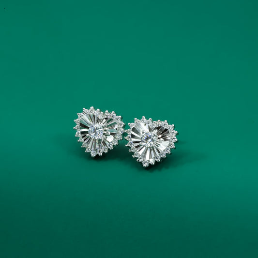 Radiant Heart Cut Zircon Stud Earrings – Sterling Silver Sparkle Design - Zentara Jewels