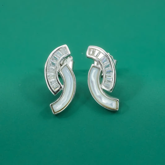 Lunar Arc Sterling Silver Studs Earrings - Zentara Jewels