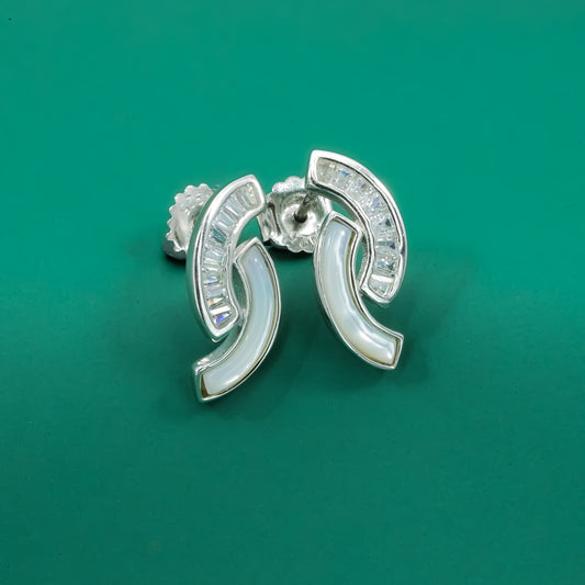 Lunar Arc Sterling Silver Studs Earrings - Zentara Jewels